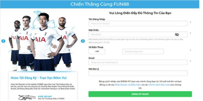 Các bước đăng ký tài khoản tại Fun88 đơn giản, dễ thực hiện